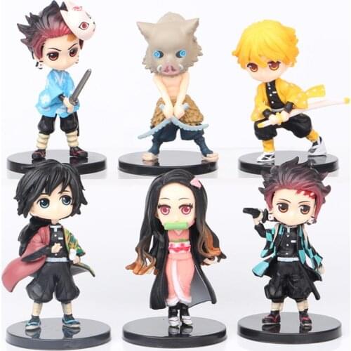 7cm 6pcs/set Demon Slayer Tomioka Giyuu Kamado Nezuko Kamado Tanjirou Hashibira Inosuke Agatsuma Zenitsu action figure toys gift
