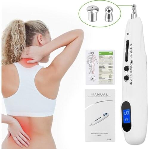 Electronic Acupuncture Pen USB Electric Laser Therapy Massage Pen Acupoint LCD Display Meridian Energy Pen Relief Pain Tools