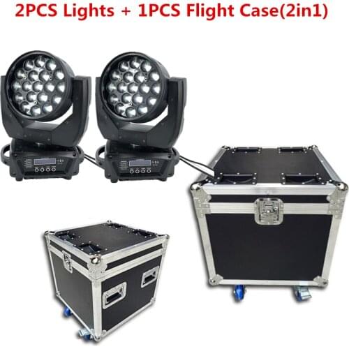 Flight Case with 19x15W LED Zoom Beam Wash Moving Head light RGBW 4in1beam Professional DJ/Bar LED Stage DMX512 dj Lights