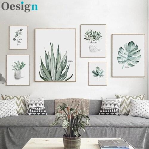 Living Room Decoration Minimalism Color Vase Green Plant Art Poster Mural Printing Wall Canvas Painting Modern Home Decoration