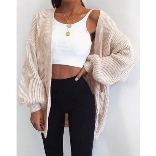 Loose Knitted Cardigan Sweater For Women 2021 New Loose Open Stitch Sleeve Autumn Winter Coat Solid Casual Jumper Plus Size Coat