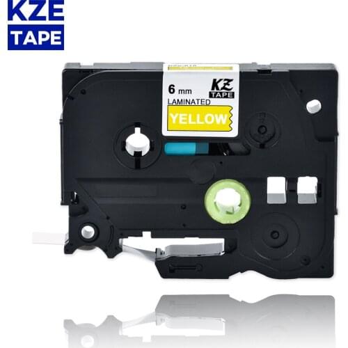 6mm Tze615 White on Yellow Laminated Label Tape Cassette Cartridge label ribbon tze tape Tze-615 tze 615 tze615 for P-touch PT