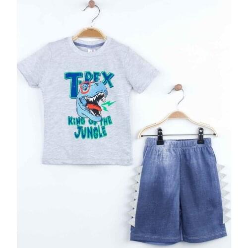 Grey Boy Summer Shorts Set 2 Piece Clothes Shorts T-shirt Casual Casual Holiday Children Boys Cool Cotton Outfits kids Clothing