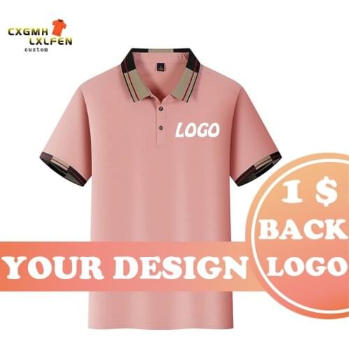 Summer men and women can wear 7-color polo shirts, custom logos, casual short-sleeved lapel prints, DIY brand text