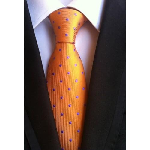 New Design Mens Ties Orange with Purple Fashion Dots Necktie