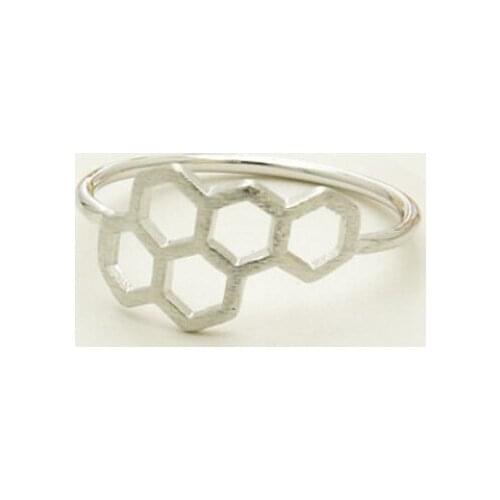 Wholesale 10pcs/Lot Honeycomb Band Ring Geometric Hexagons Finger Ring For Women Girls Silver Gold Rose Gold Color Aavailable