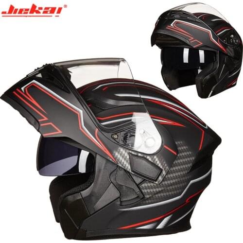 Full face JIEKAI women men Motorcycle helmets Transparent Antifog Double Lens Flip Up Motorbike helmet made of ABS XXL XL L M