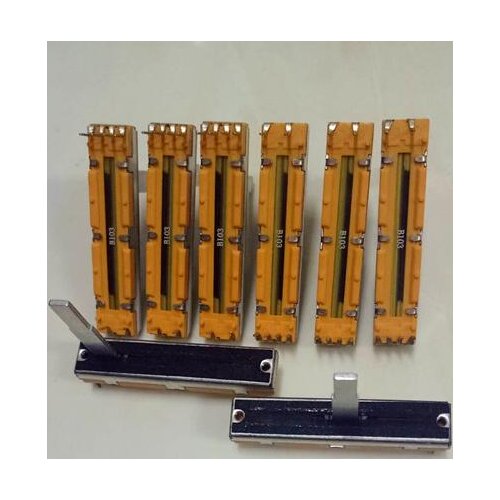 45mm double mixer fader Slide potentiometer 45MM 4.5CM B10K B10KX2 shaft 24mm switch yellow 6 foot