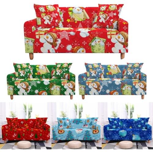 Christmas Sofa Cover Elastic Sofa Cover for Living Room Santa Claus Elk Sofa Slipcover Armchair Couch Cover 1/2/3/4-seater