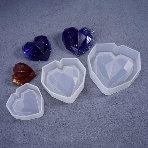 Silicone Mold Mirror Heart Shape 3D Crafts DIY Jewelry Making Handmade Cake Fondant Epoxy Resin Molds Decoration Tool