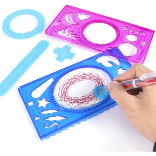 Spirograph Drawing Toys Set 8pcs Spiral Designs Interlocking Gears & Wheels with 1pc 6colors Design Pen For Kid Art Learning toy