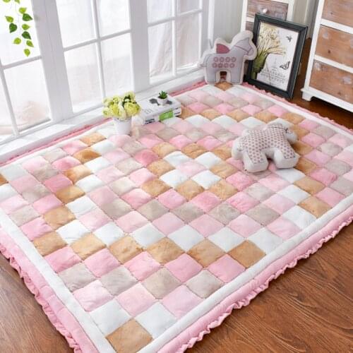 Fabric Mat Carpet Bedroom Bedside Rectangle Thick Carpet Non-slip Rug Home Decoration Baby Crawling Mat Room Plaid Floor Carpet