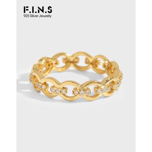 F.I.N.S INS Design Versatile Link Chain Ring S925 Sterling Silver Shiny Zircon Index Finger Rings for Engagement Wedding Jewelry