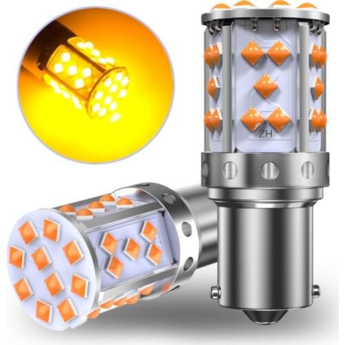 A pack P21W LED 1156 BA15S PY21W BAU15S 3030 35SMD Bulb T20 7440 W21W LED Lamp For Car Turn Signal Light Amber Super bright 12V