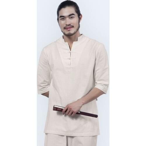 Vintage Chinese Meditation Cotton Linen Mens 2pcs Clothes Set Summer Breathable Tai Chi Tracksuit Casual Teaism Coordinates Suit