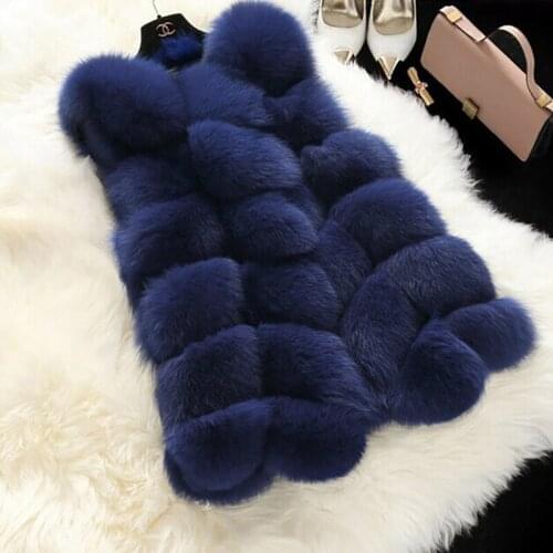 OLOEY High quality Fur Vest coat Luxury Faux Fox Warm Women Coat Vests Winter Fashion furs Womens Coats Jacket