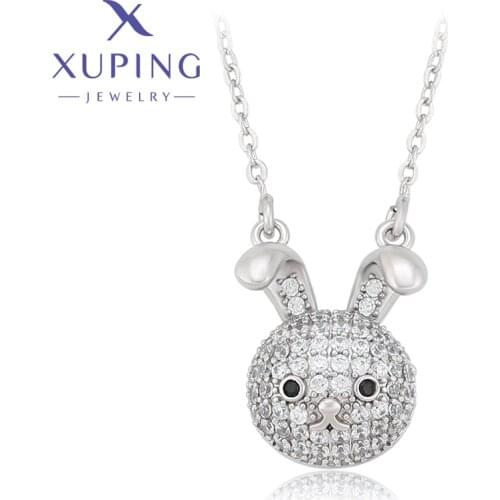 Xuping Jewelry New Arrival Rabbit Lovely Shaped Synthetic zircon Pendant Necklace Girl Birthday Gift N015600