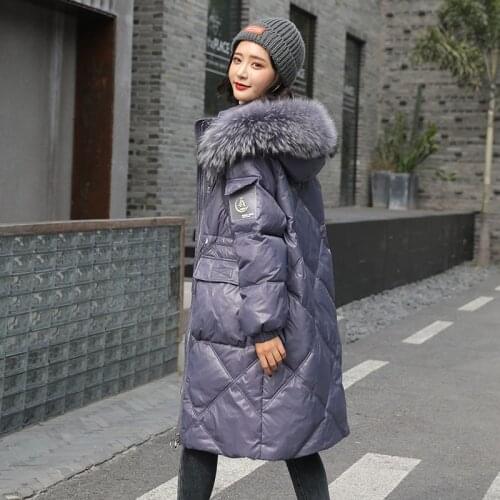 Winter 90% White Duck Down Long Parka Women Warm Real Natural Raccoon fur collar Hooded Thicken Jackets And Coats Down Outwear