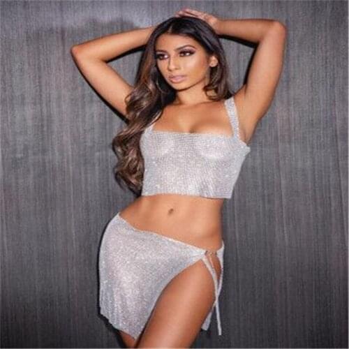 Lady Fashion Simple Sexy Body Sequin Tops and Skirt Chain Stage Costume Party Club Show Body Chain For Women Charm Jewelry