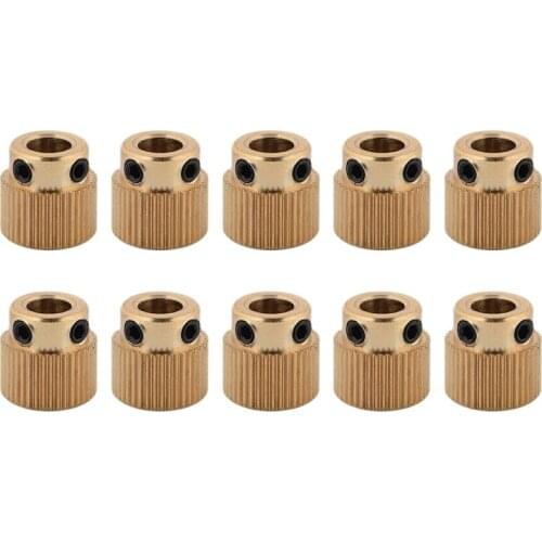 10 Pcs Rugged 3D Printer Parts Driver 40 Tooth Gear Brass Extruder Wheel Gear for Printer CR-10 CR-10S S4 S5 Ender 3 Pro