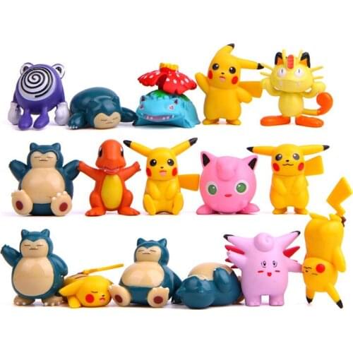 16pcs/lot Pokemon Eevee Snorlax Feraligatr Dragonite Pikachu Toys Pocket Monster Action Figures Model Toys Kids Children Gifts