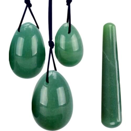 3pc Natural Green Jade Yoni Egg Crystal Egg Stone Eggs Kegel Exercise Vaginal Balls Vaginal Exerciser Pelvic Massage Quartz Ball