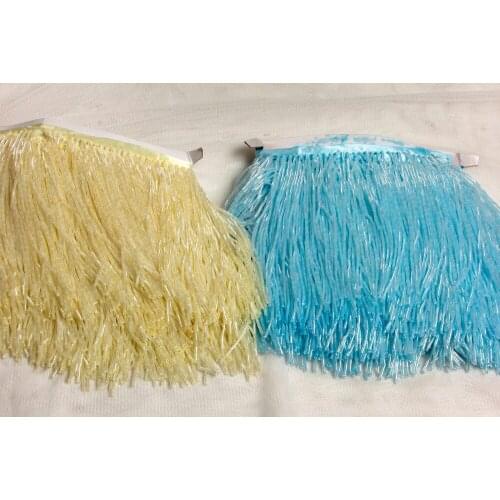 5.5yards New fashion light blue/yellow beads tassel fringe 15cm length for decoration dress/fashion designer