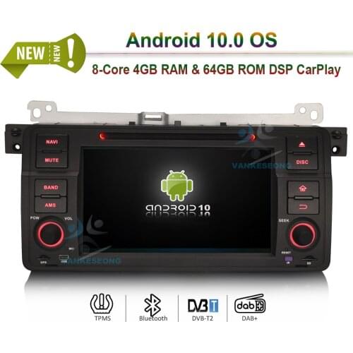 7" DSP Android 10.0 Car DVD CarPlay & Auto GPS 4G DAB+ Car Radio Stereo Head Unit for BMW E46 318 320 325 M3 Rover75 MG ZT
