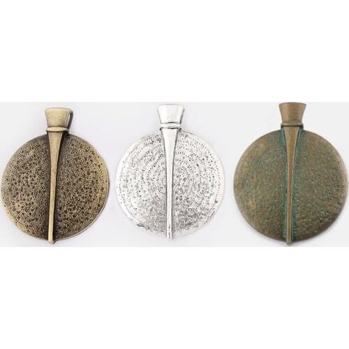 2pcs Tibetan Silver/Bronze/Verdigris Large Round Medallion Boho Charms Pendant For Necklace Jewelry Making Findings 84x67mm