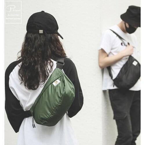 Brand Portable Single Shoulder Bag Large Capacity Outdoor Folding Travel Nylon Bag Unisex Plain Color Waterproof Chest Bag