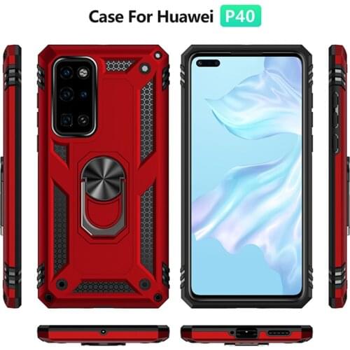 For Huawei P40 Pro Case P40 Pro Plus Case Magnet Car Ring Stand Holder Cover For Huawei P40 Lite Case HuaweiP40 Silicone Coque