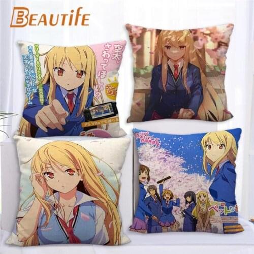 Custom Sakurasou No Pet na Kanojo Pillowcase Wedding Decorative Cotton Linen Pillow Case For Home Pillow Cover 45X45cm One Side