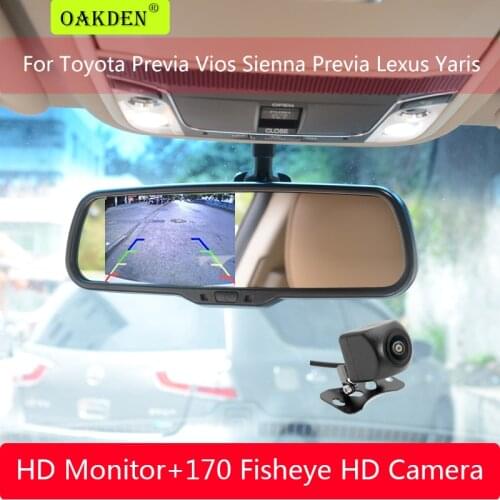 For Toyota Vios Sienna Previa Lexus Yaris 4.3 Inch TFT Car Rear View Camera Mirror Monitor with Special Bracket Backup Reverse