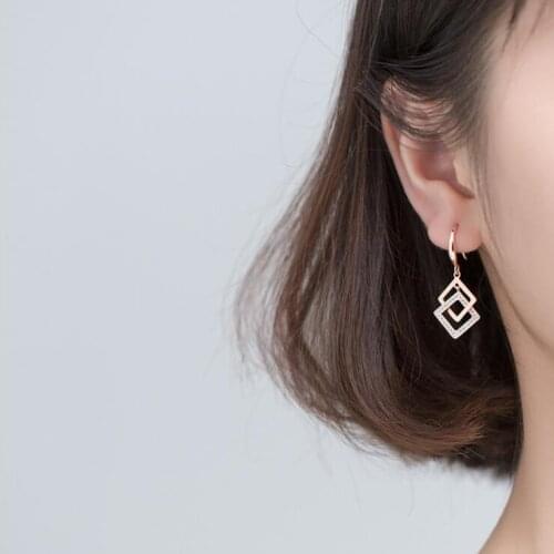 Geometric Earrings 100% 925 Sterling Silver Drop Earrings Silver Jewelry with Cubic Zirconia