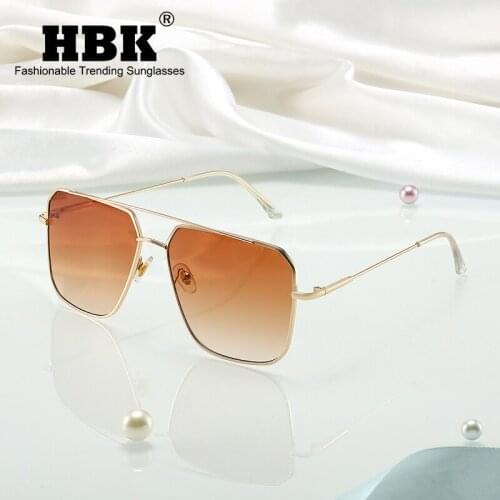 HBK Luxury Oversized Square Sunglasses Men Polygon Anti-Reflective Classic Metal Glasses Fashion New Women Sun Glasses UV400