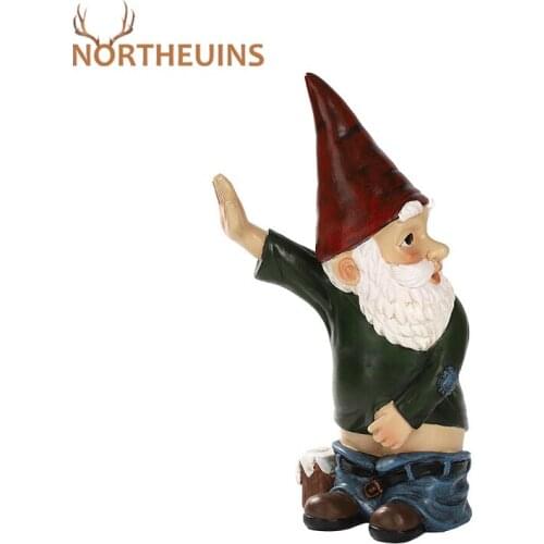 NORTHEUINS 26cm Resin Dwarf Figurines Garden Decorations Statues Sculptures Home Living Room Decor Accessories Decorative Object