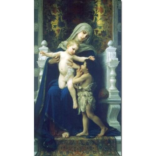 Canvas Paintings for living room The Virgin Jesus and Saint John Baptist William Adolphe Bouguereau High quality Hand painted