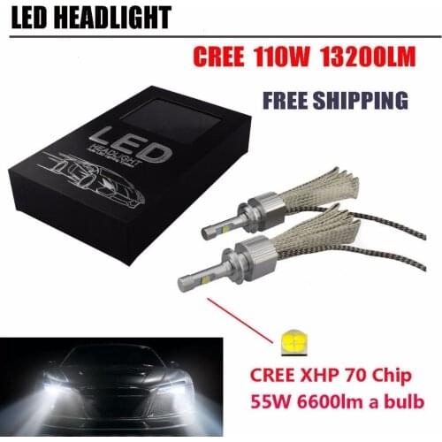 H1 H3 110W 13200LM H7 H4 LED Headlight Kit XHP70 Chips Fanless SUPER White 6000K Auto Driving Headlamp H4 H8 H11 H16(JP) 9005