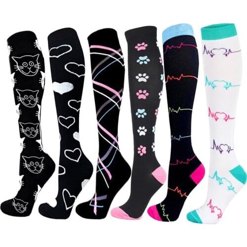 Unisex Compression Stockings Cycling Socks Varicose Veins Socks Edema Diabetes Men Women Outdoor Sports Black Compression Socks