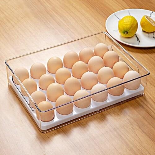 24 Grids Refrigerator Storage Box Fresh-keeping Box Egg Tray Boxes Stackable Flip Top Kitchen Accessories Storage Supplies