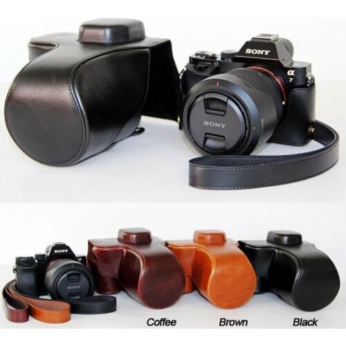 Leather Camera case bag Grip Strap for Sony A7 A7R A7S With 28-70mm Lens