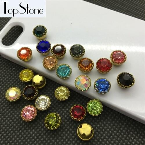 Handmade Crystals 60pcs 6mm,8mm,10mm Round Glass Chatons In Lace Brass Claw 4holes Settings For Jewelry making