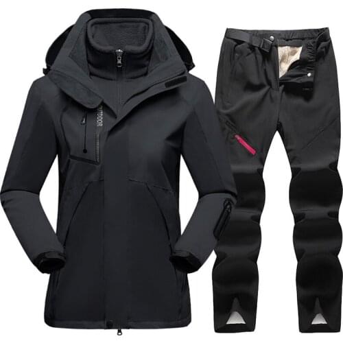 Ski Jacket And Pants Women 2 In 1 Thick Warm Ski Suit Windproof Waterproof Snow Clothes Winter Skiing Snowboarding Jackets Brand