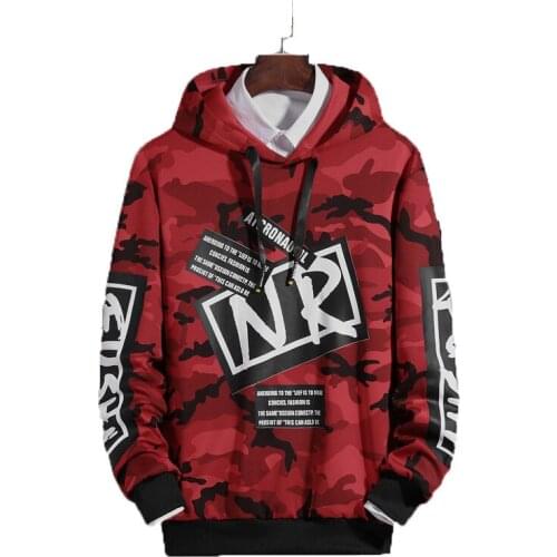 Jbersee Men Hoodie Sweatshirt Camouflage Print Casual Pullover Hip Hop Men Hoodies Streetwear Plus Size M-4XL One Piece Clothes