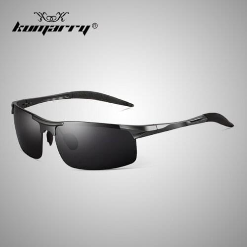 KUMARRY Half-Rimless Polarized Sunglasses Men Vintage Aluminum-Magnesium Drivers Fishing Sun Glasses Mens Goggle UV400 KTM040
