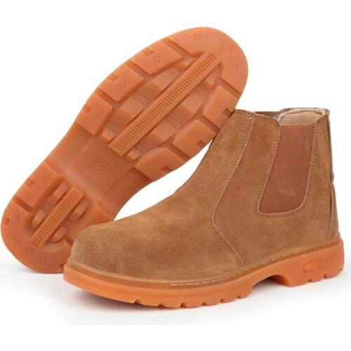 Mens Safety Khaki Shoes And Hat Steel Head Safety Shoes Smash-Proof Stab-Resistant Breathable Leather Soft Work Boots DXZ000