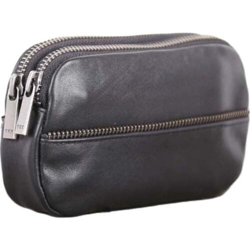 Alisara Clutch Bag Men Genuine Leather Luxury Male Casual Double Zipper Long Wallets Organizer Cell Phone Purses 100% Cowskin