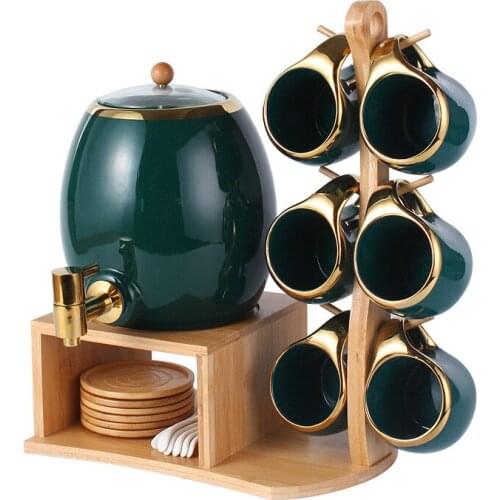 Nordic Creative Ceramic Cold Water Bottle Cup Set High Temperature Resistant Home Cold Water Kettle Juice Drink Pot drinkware