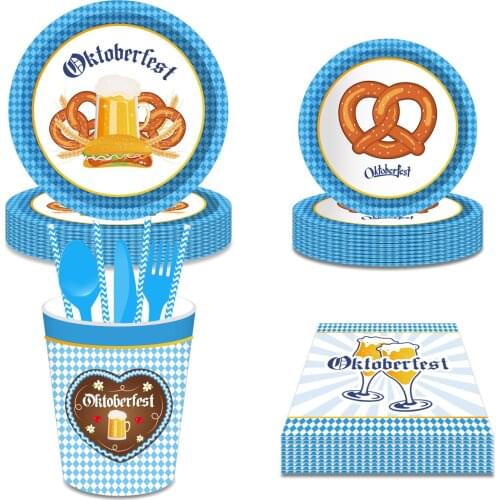 German Oktoberfest Carnival Circus Festival Theme Disposable Tableware Sets Happy Beer Wine Party Decoration