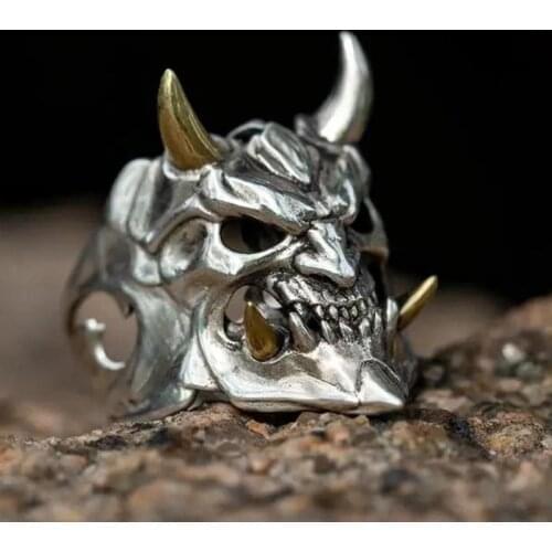 New Japanese Hannya Mask Skull Ring Retro Halloween Menand Women Rings Hip hop rock jewelry Adjustable